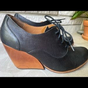 Kork-Ease “Olive” wedge Oxford lace-up booties